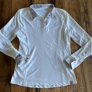 Tredstep Symphony Futura Competition Shirt womens L Large white floral collar